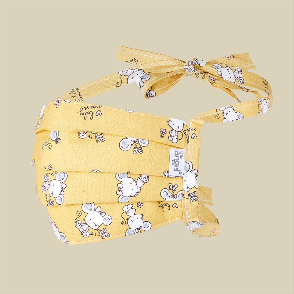 Rouška dětská bavlněná dvouvrstvá - žlutá myšky