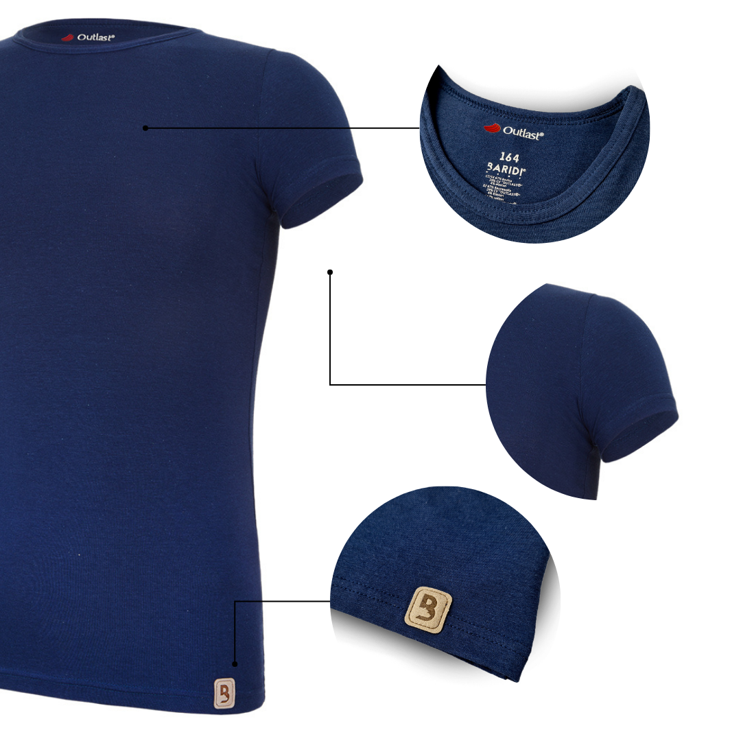 Tričko KR tenké Outlast® - tm.modrá 152