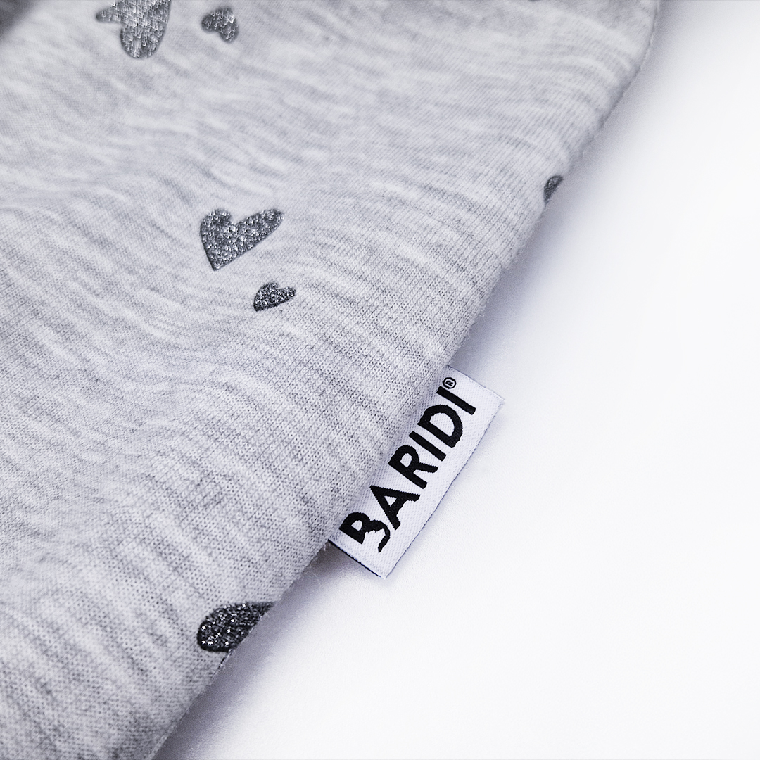 Šaty mikinové - šedý melír srdce lesk 146