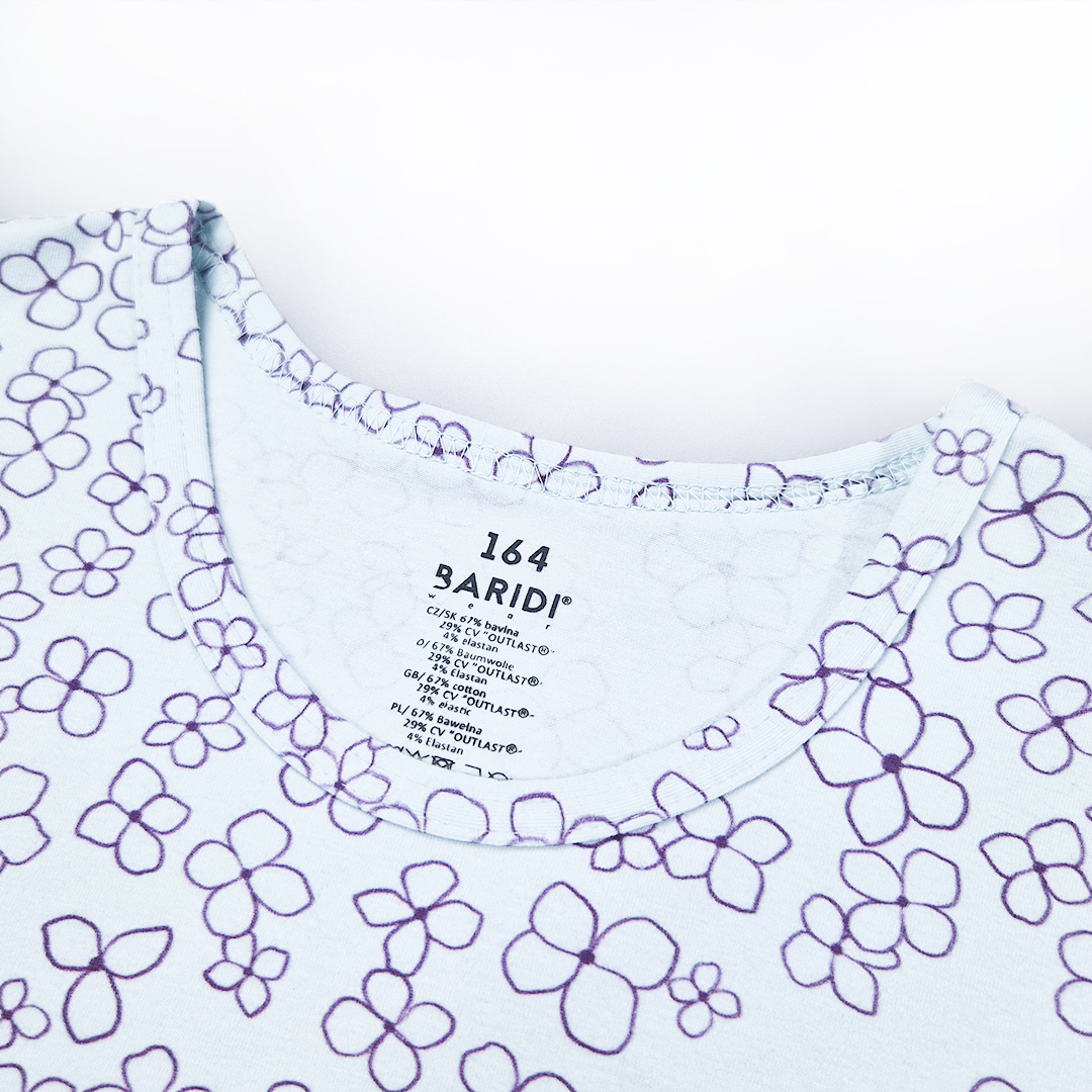 Souprava dívčí tenká Outlast® - sv.mentolová kytičky/švestková 134