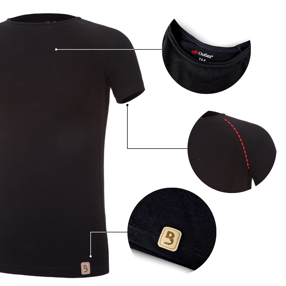 Tričko KR tenké RAGLÁN Outlast® - černá 152