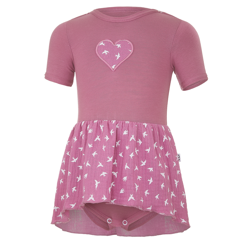 Body šaty tenké KR Outlast® - tm.starorůžová/tm.starorůžová vlaštovky 68