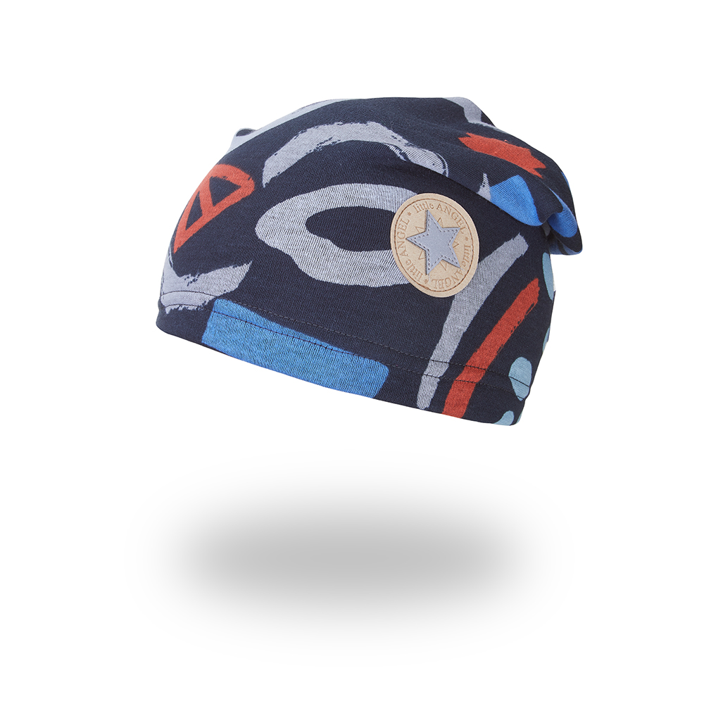 Čepice spadlá hřejivá - černá vzor 3 | 42-44 cm