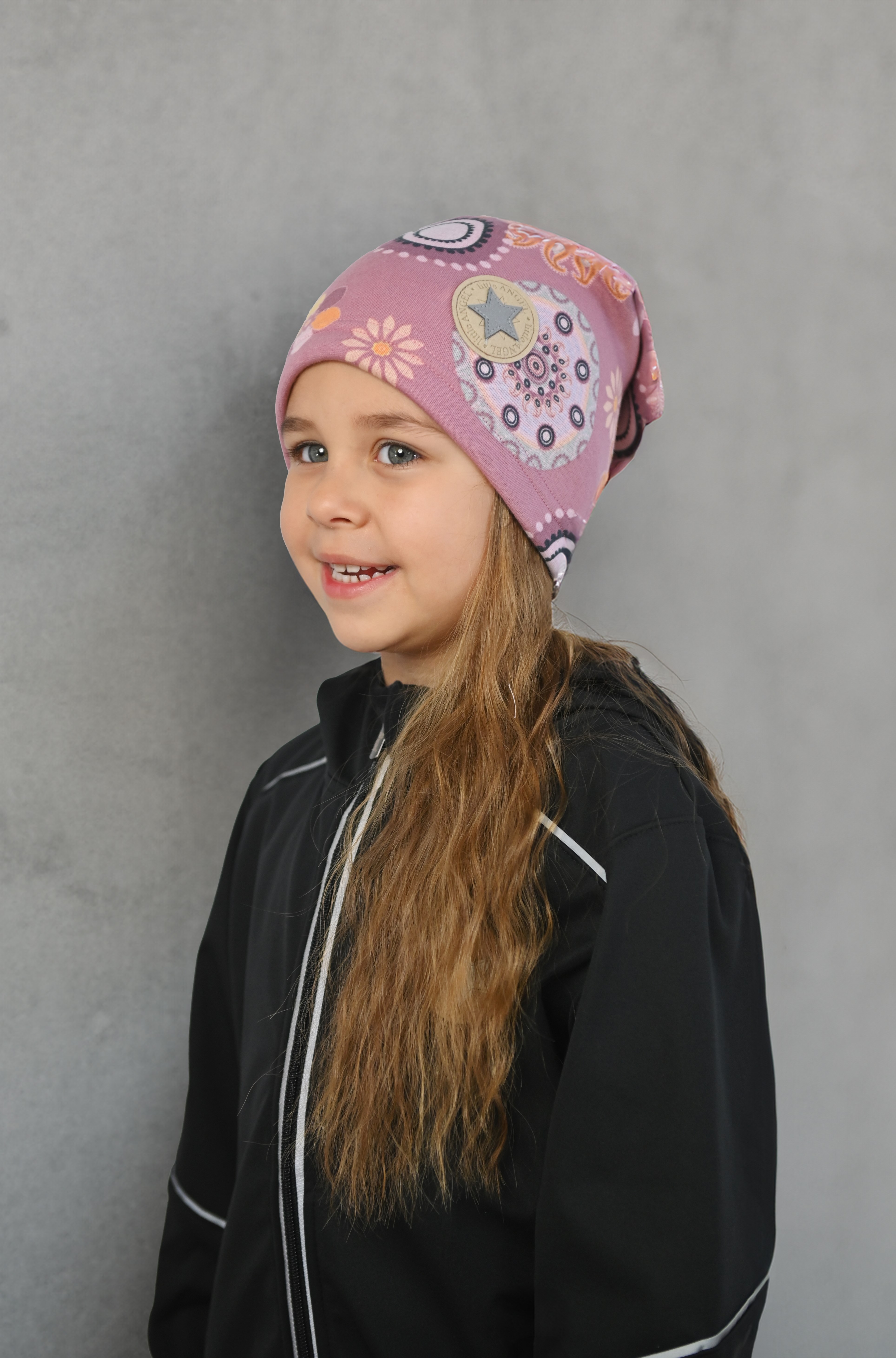 Čepice spadlá hřejivá - starorůžová vzor 6 | 54-57 cm