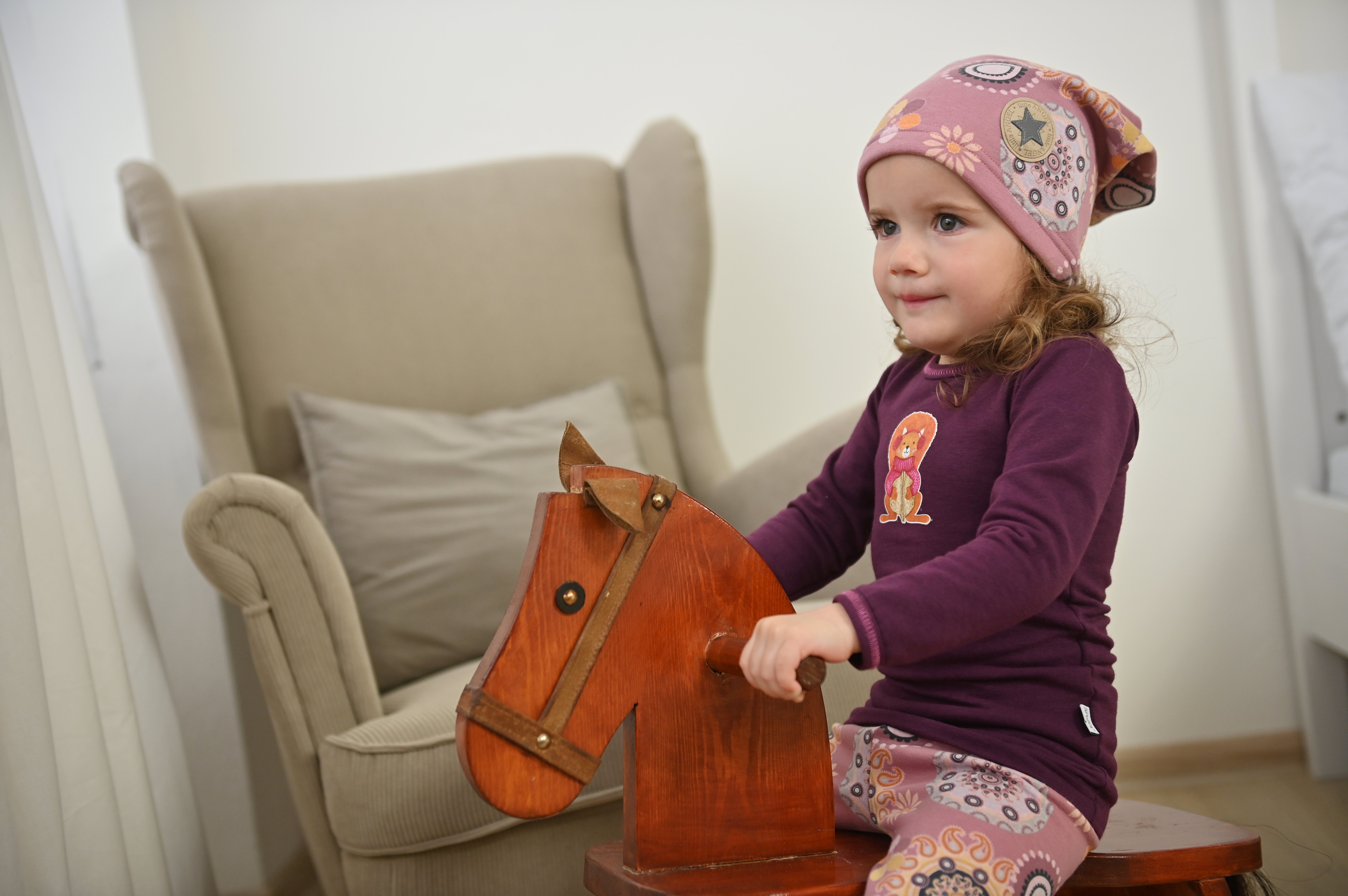 Čepice spadlá hřejivá - starorůžová vzor 6 | 54-57 cm