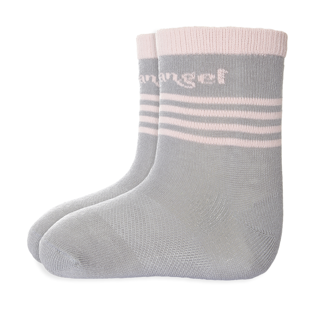 Ponožky tenké protiskluz Outlast® - tm.šedá/sv.růžová 20-24 | 14-16 cm