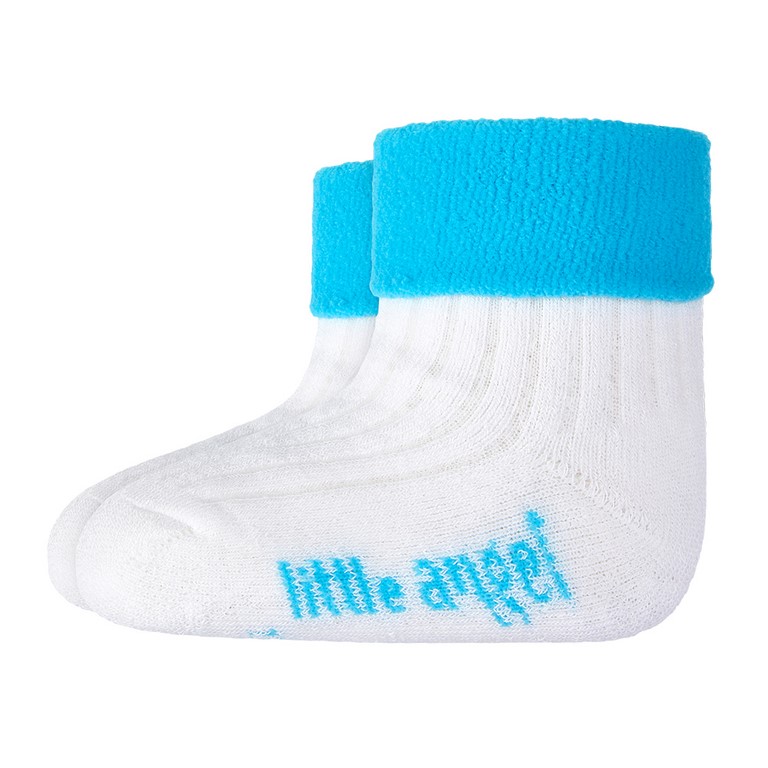 Ponožky froté Outlast® - bílá/tyrkys 10-14 | 7-9 cm