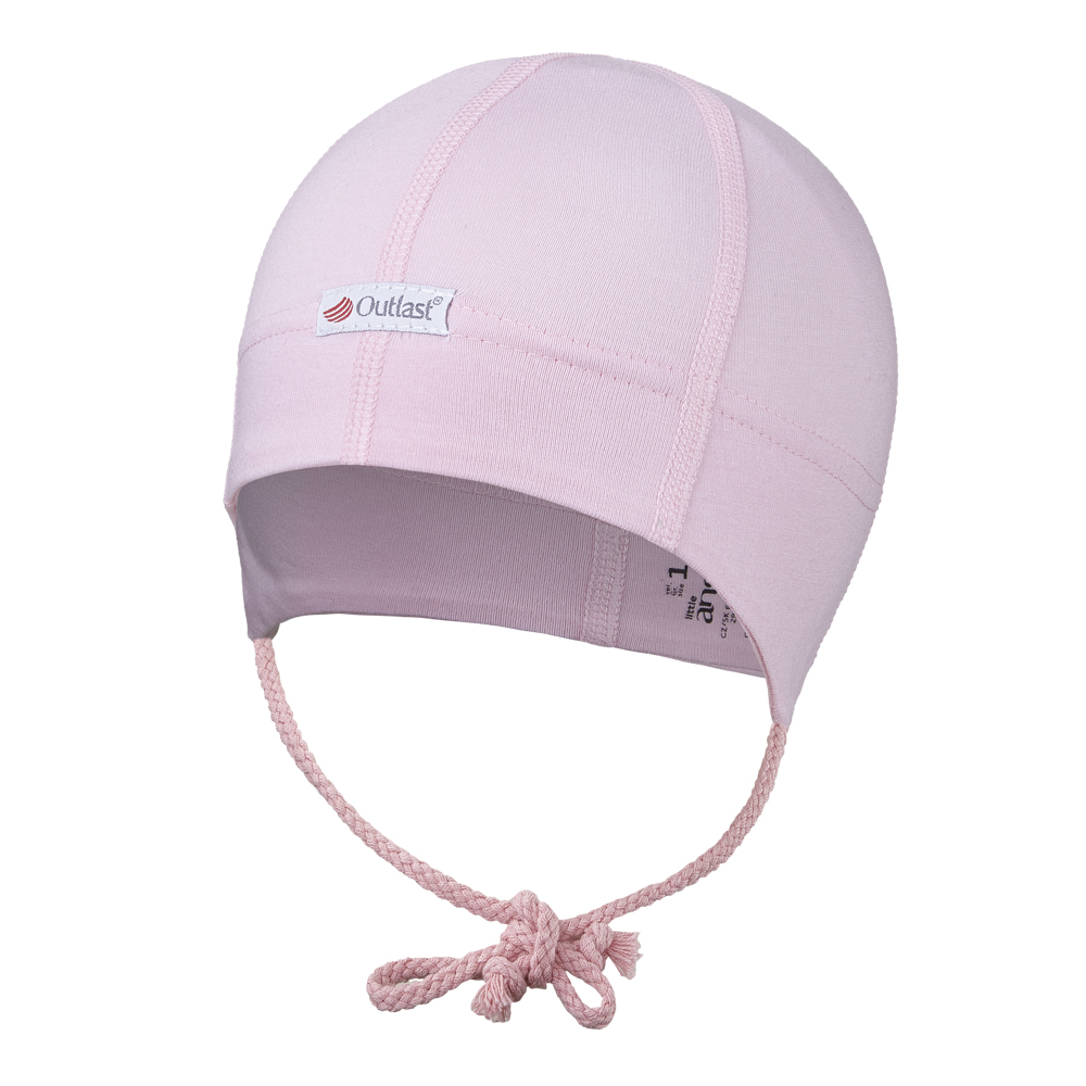 Čepice tenká zavazovací plochý šev Outlast® - růžová baby 1 | 36-38 cm