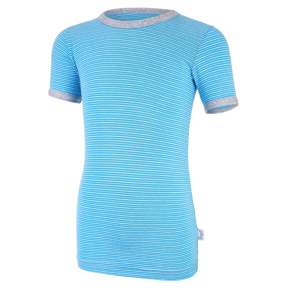 Pyžamo KR Outlast® - pruh modrožlutý/šedý melír 98