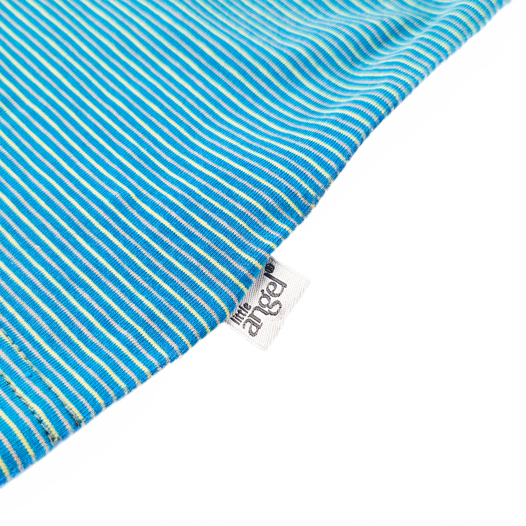 Pyžamo KR Outlast® - pruh modrožlutý/šedý melír 98