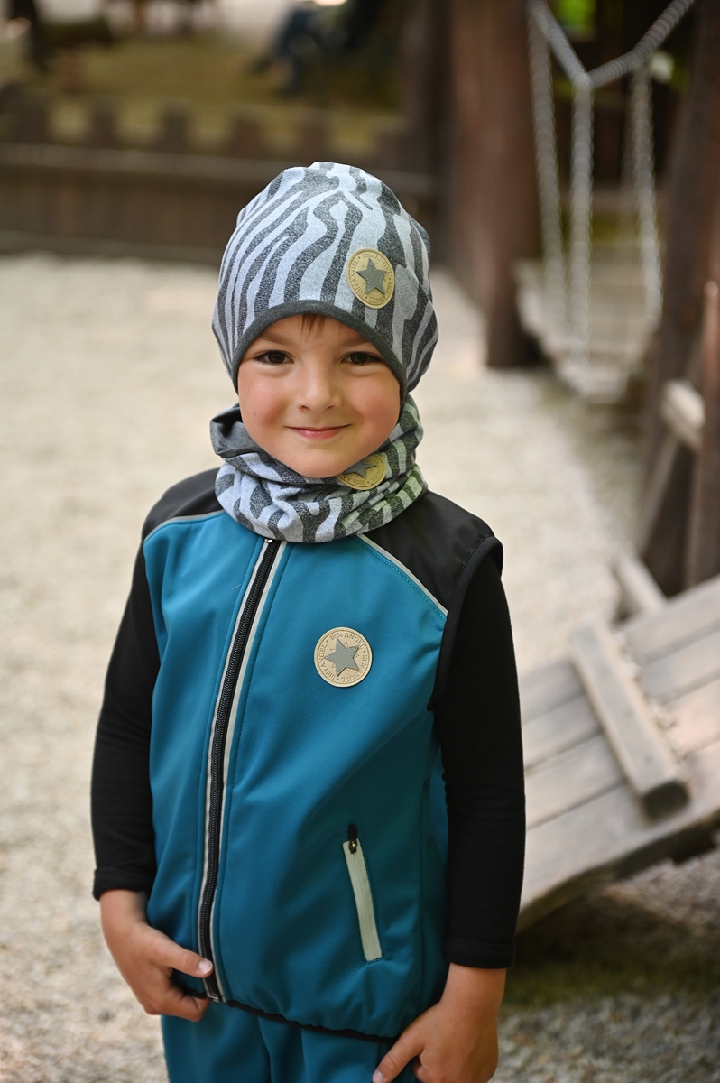 Čepice podšitá Outlast® - šedočerný vzor/tm.šedý melír 3 | 42-44 cm