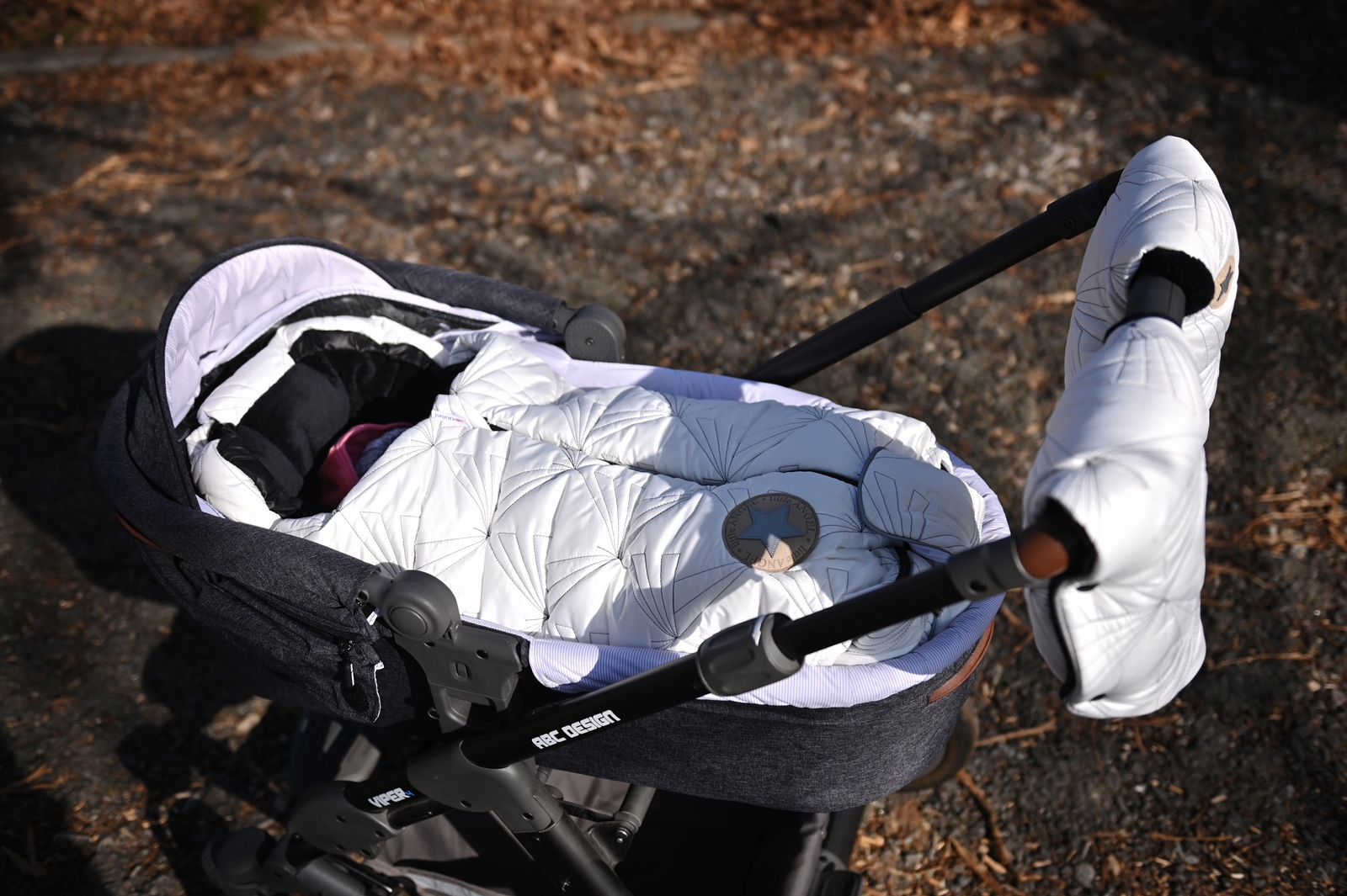 Rukavice na kočár prošev MAZLÍK pár - bílá/černá