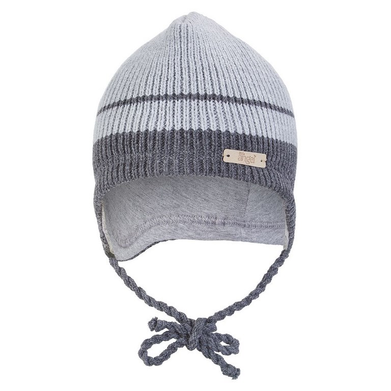 Čepice pletená zavazovací LA Outlast ® - sv.šedá pruh 1 | 36-38 cm