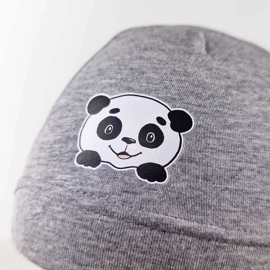 Čepice tenká obrázek Outlast® - šedý melír/panda 1 | 36-38 cm