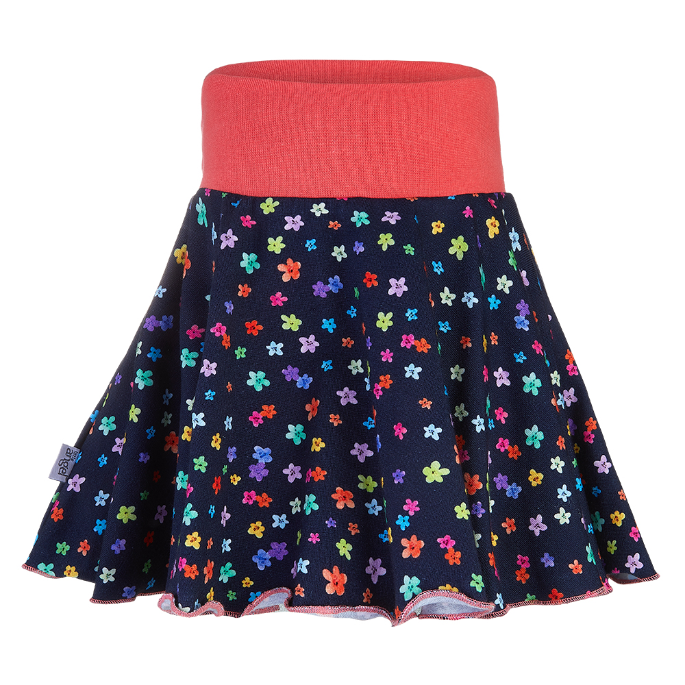 Sukně kolová - tm.modrá kvítka 92