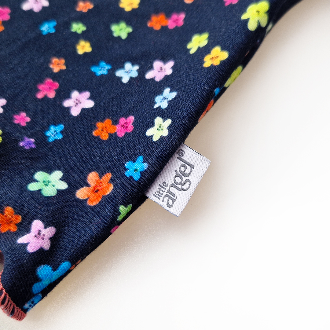 Sukně kolová - tm.modrá kvítka 116