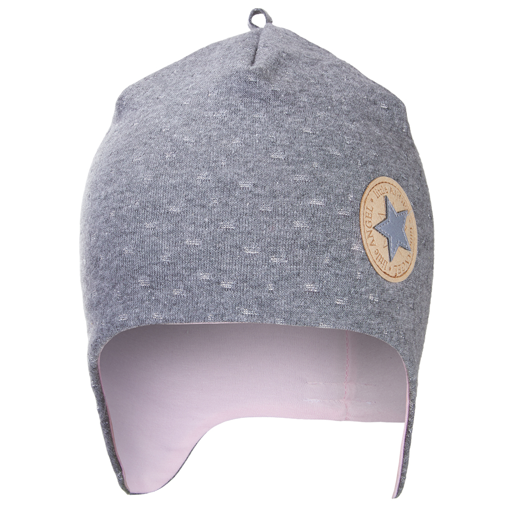 Čepice laponka podšitá LESK Outlast® - tm.šedý melír lesk/růžová baby 3 | 42-44 cm