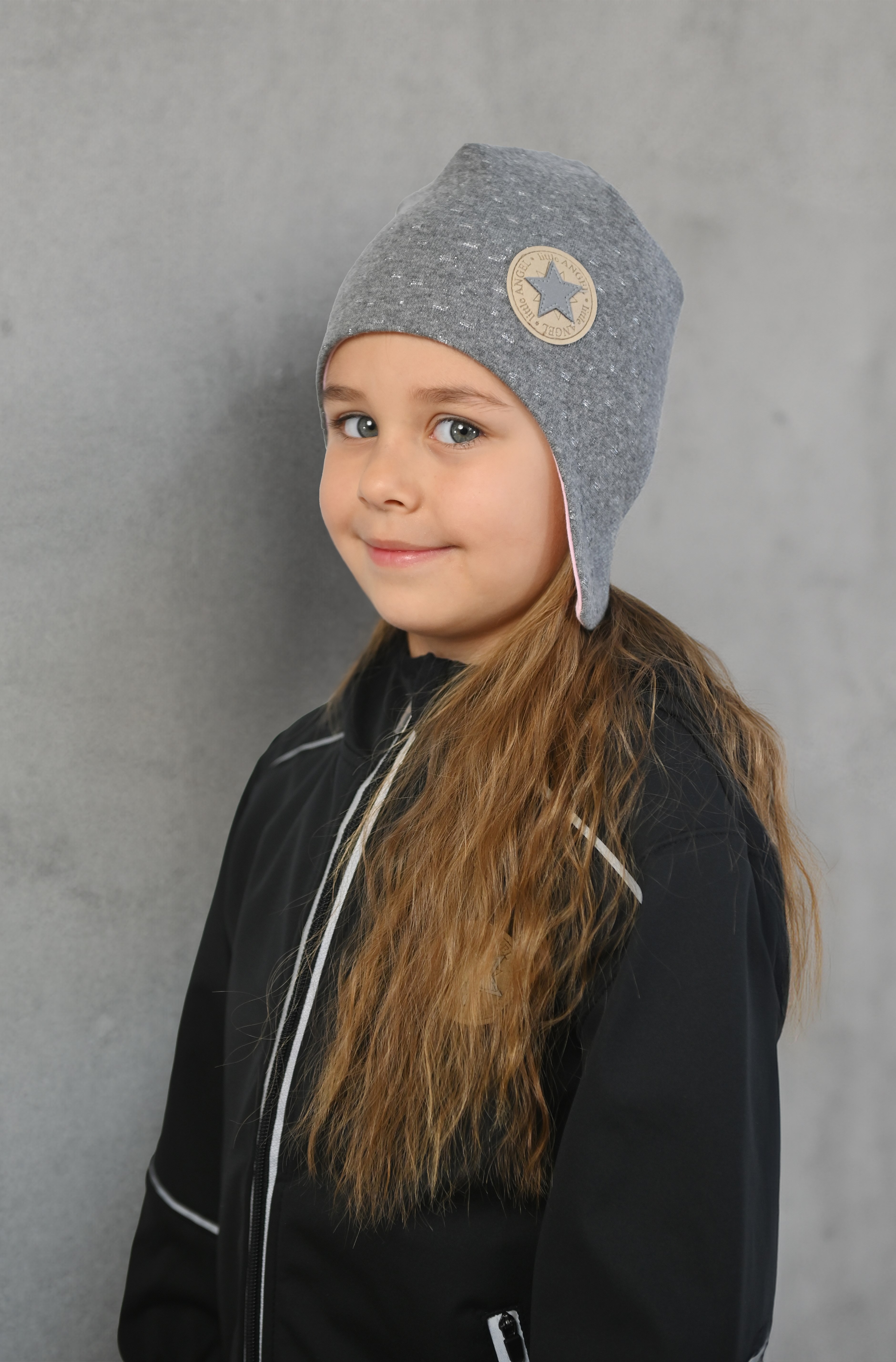 Čepice laponka podšitá LESK Outlast® - tm.šedý melír lesk/růžová baby 3 | 42-44 cm