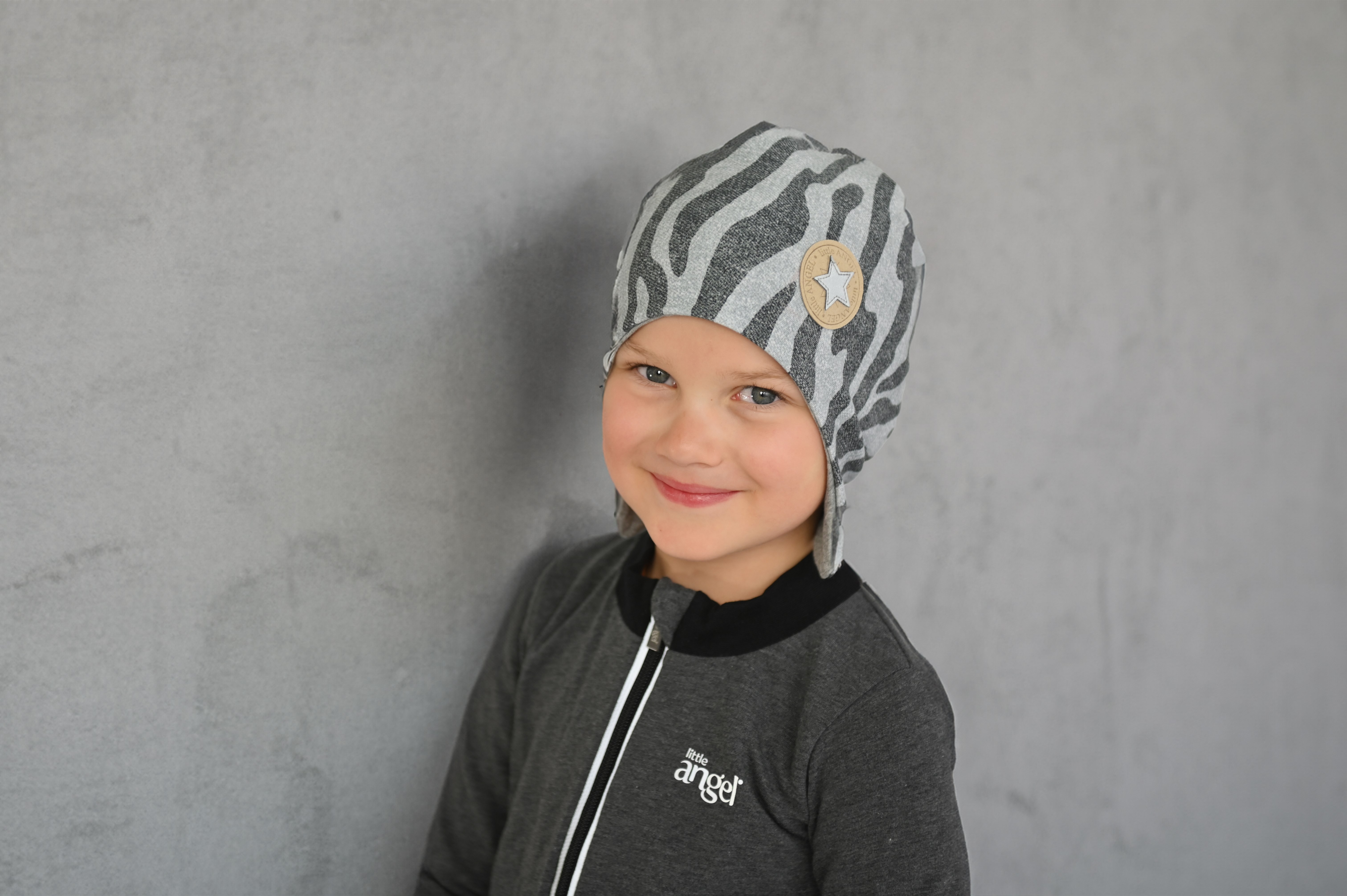 Čepice laponka podšitá Outlast ® - šedočerný vzor/šedý melír 3 | 42-44 cm