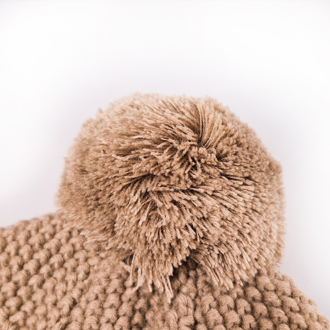 Čepice pletená zavazovací copánky LA Outlast ® - taupe 4 | 45-48 cm