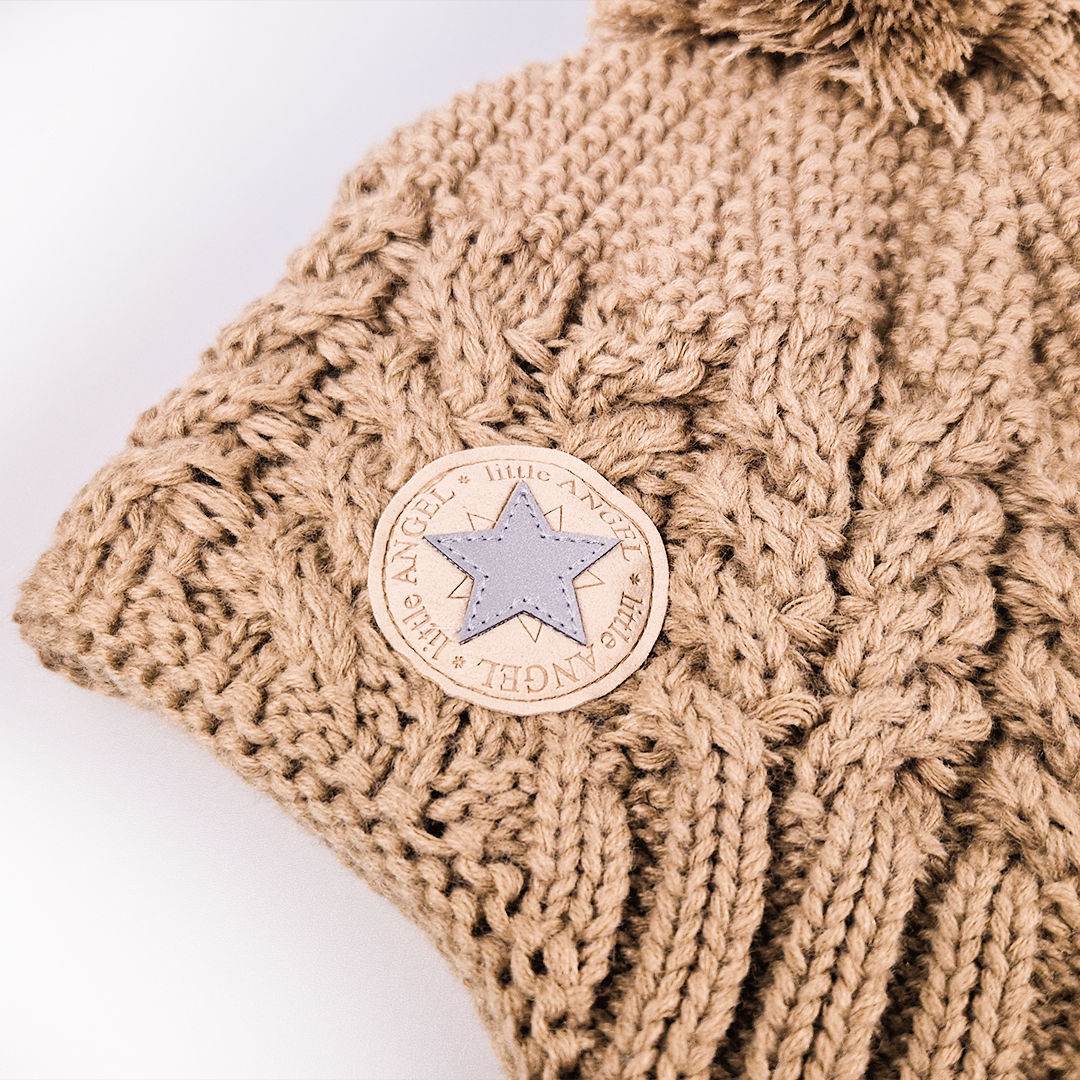 Čepice pletená zavazovací copánky LA Outlast ® - taupe 4 | 45-48 cm
