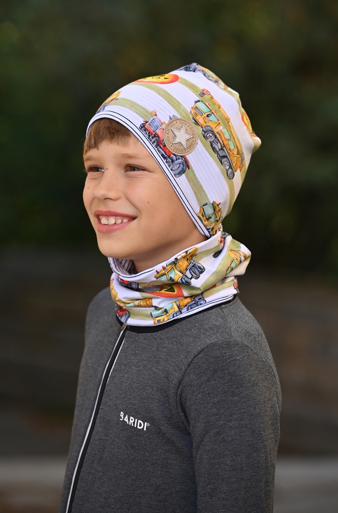 Čepice podšitá Outlast® - na stavbě/pruh bíločerný 3 | 42-44 cm