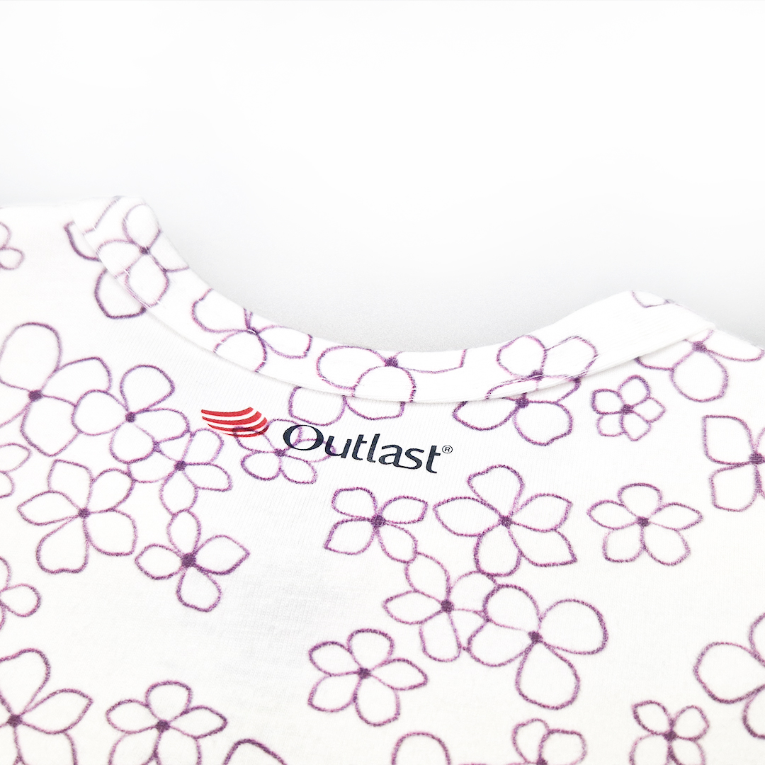 Body tenké tričko TISK KR Outlast® - bílá kytičky 62