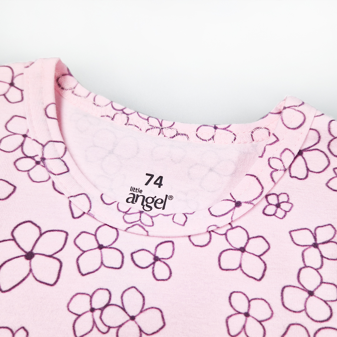 Body tenké tričko TISK KR Outlast® - růžová baby kytičky 86