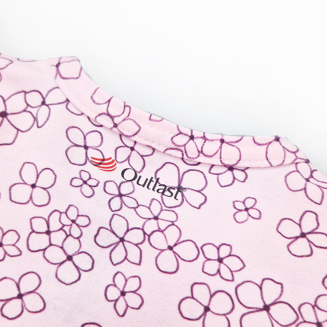 Body tenké tričko TISK KR Outlast® - růžová baby kytičky 86