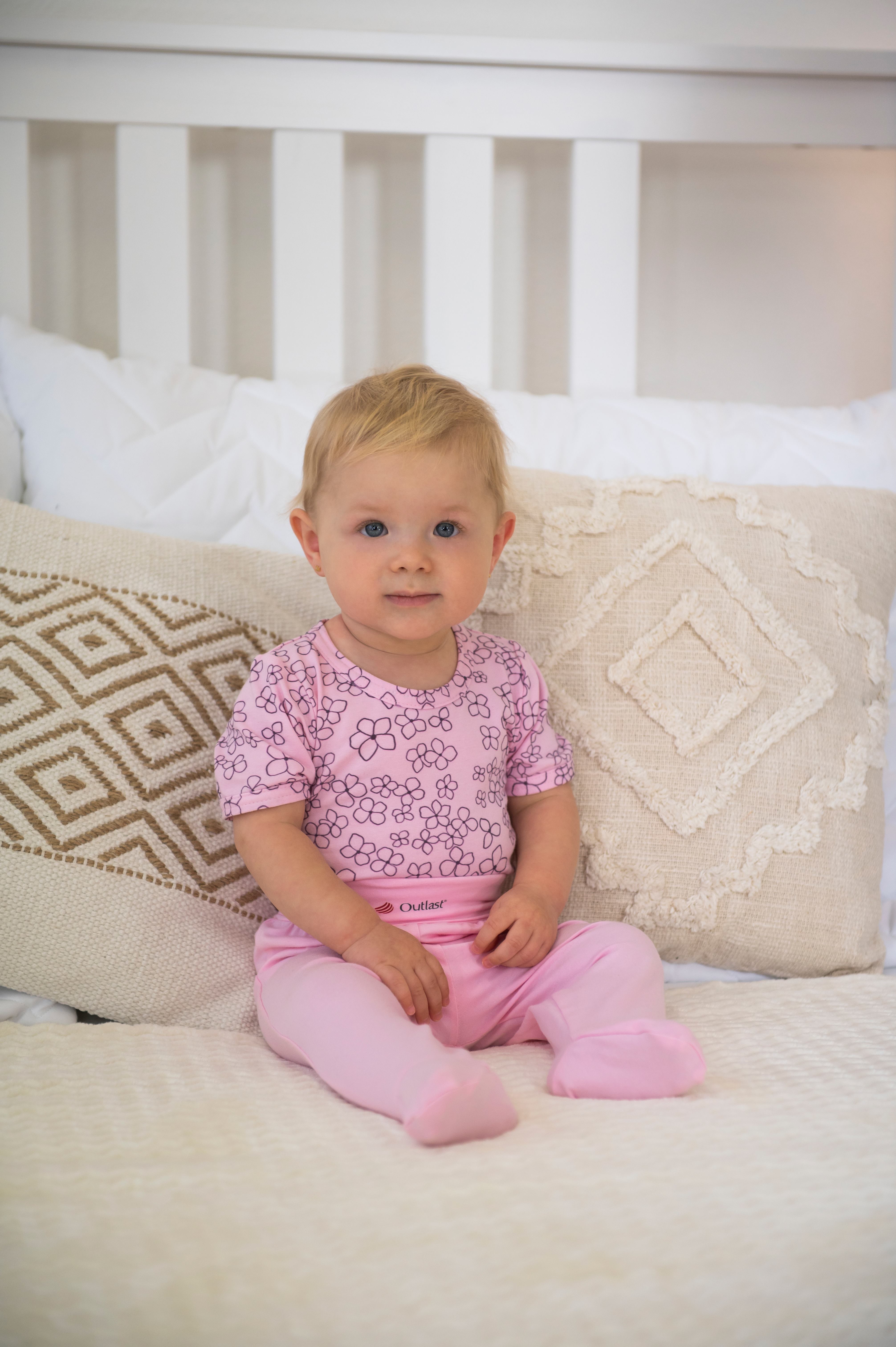 Body tenké tričko TISK KR Outlast® - růžová baby kytičky 86