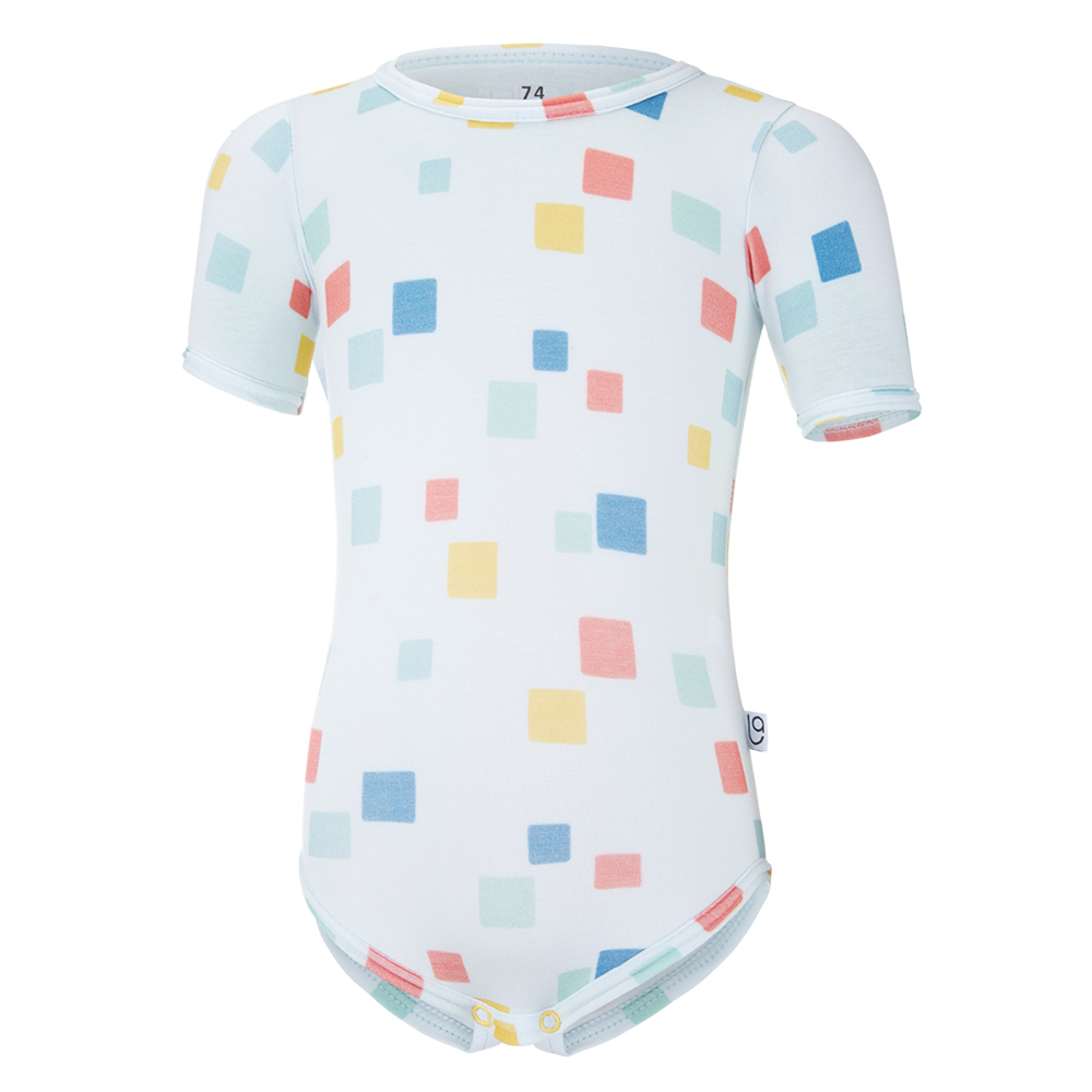 Body tenké tričko TISK KR Outlast® - bleděmodrá kostičky 74