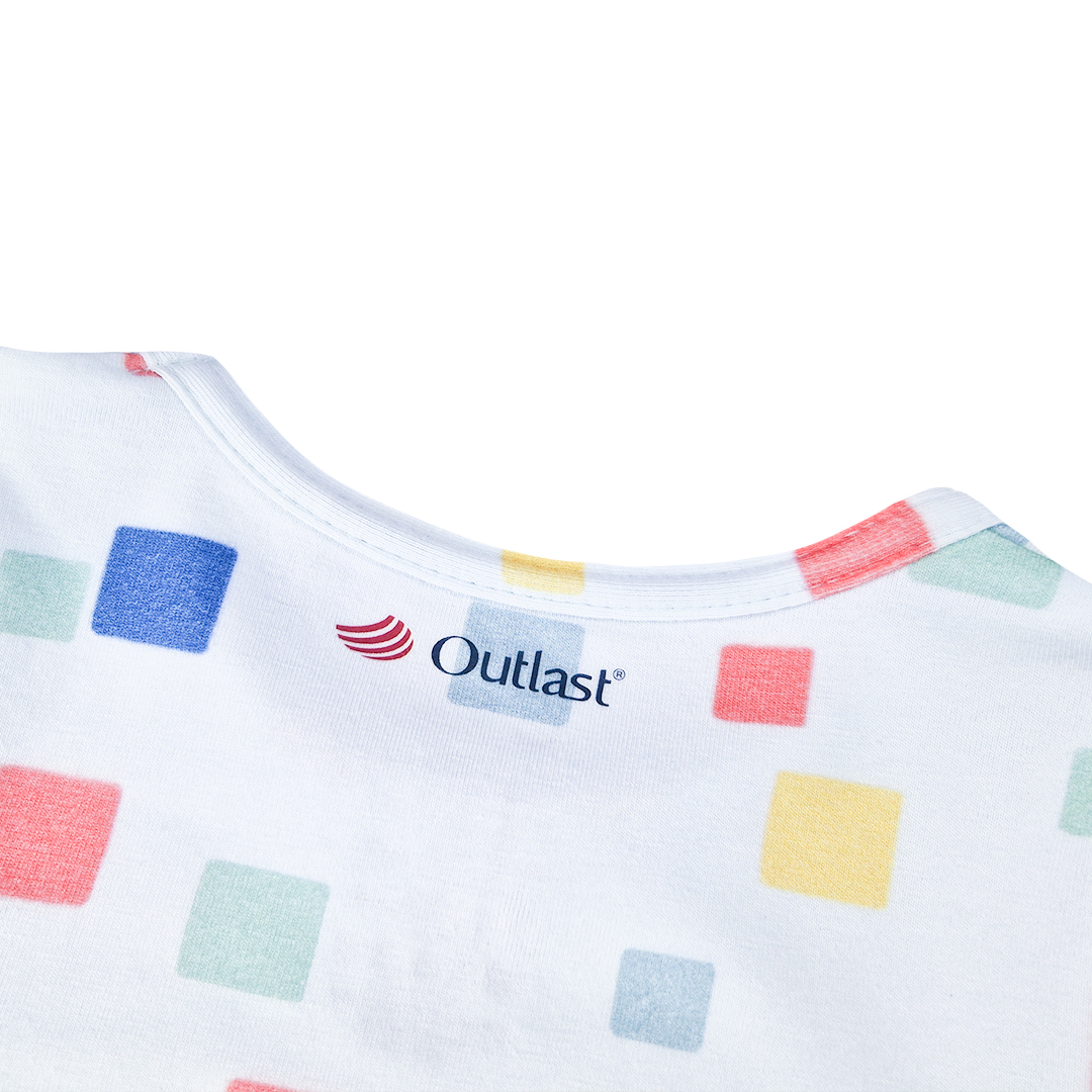 Body tenké tričko TISK KR Outlast® - bleděmodrá kostičky 74