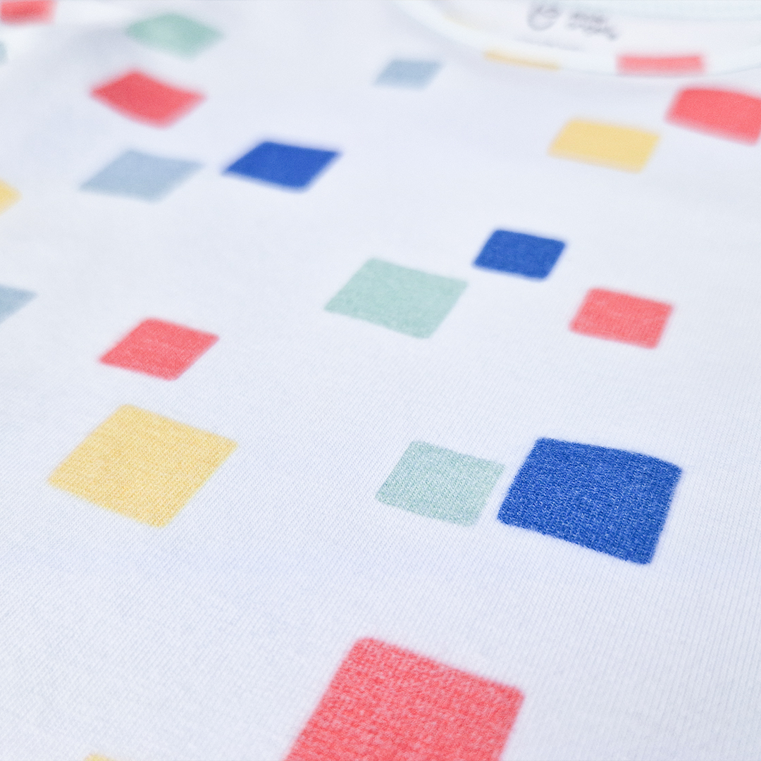 Body tenké tričko TISK KR Outlast® - bleděmodrá kostičky 74