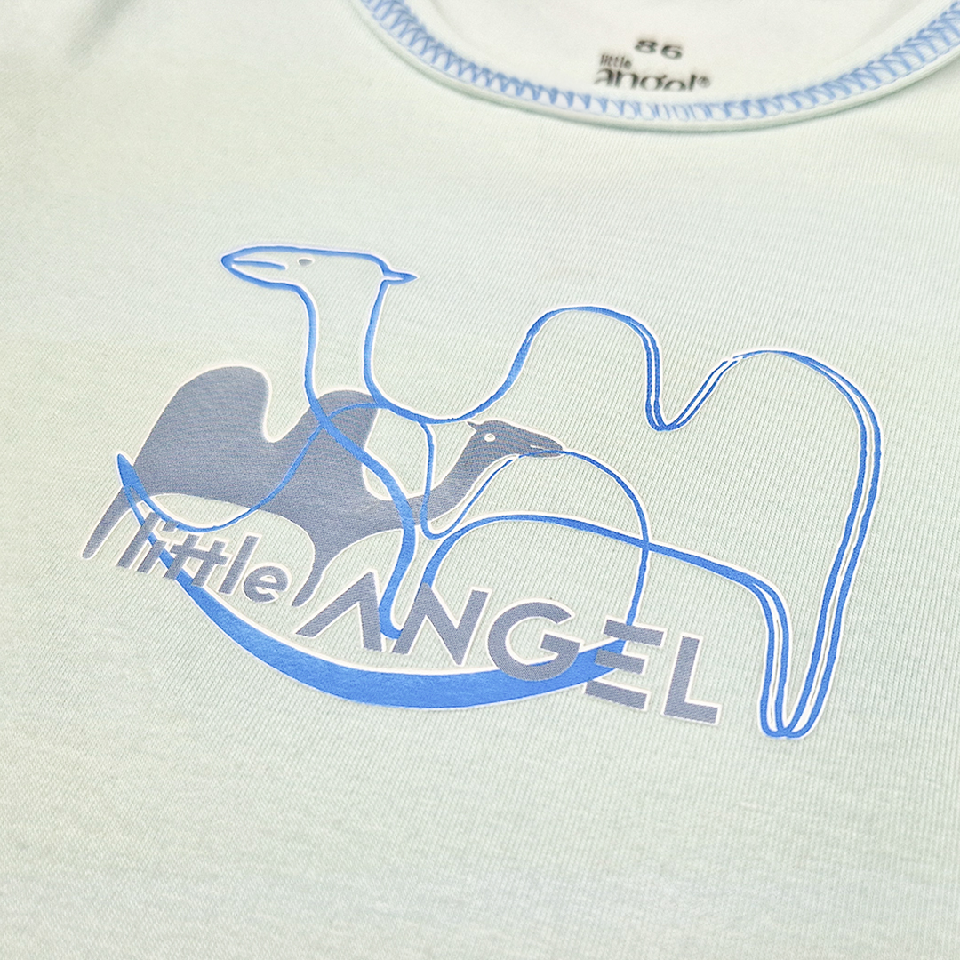 Tričko tenké KR obrázek Outlast® - sv.mentolová-velbloud 98