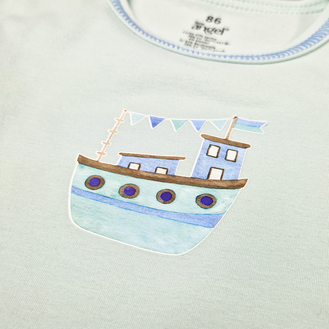 Tričko tenké KR obrázek Outlast® - sv.mentolová-loď 122