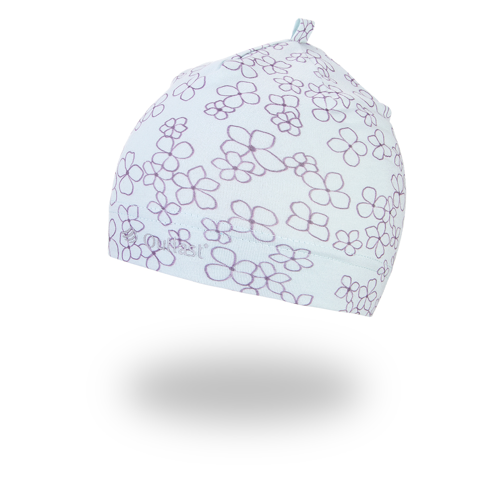 Čepice tenká TISK Outlast® - sv.mentolová kytičky 3 | 42-44 cm