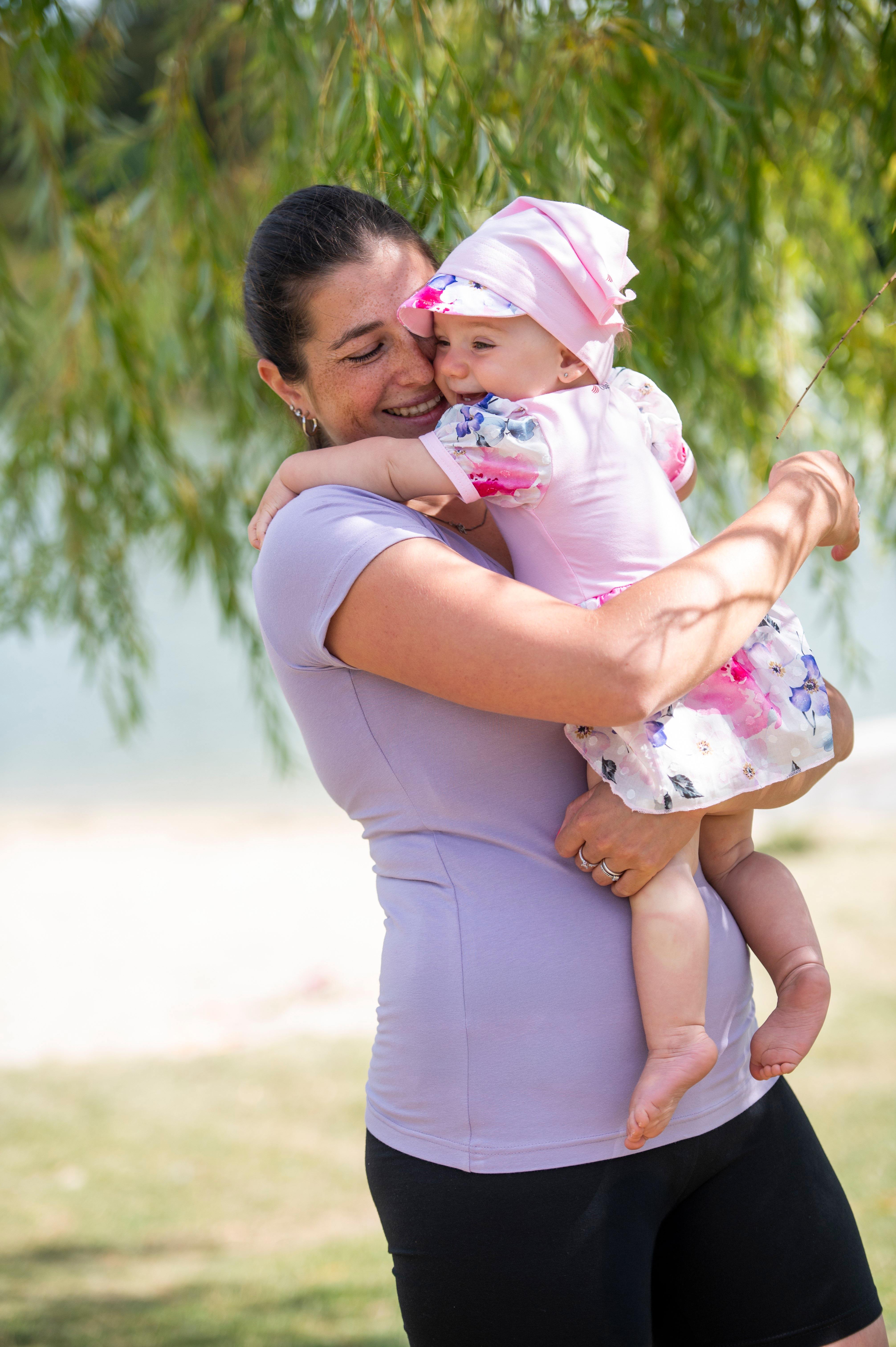 Šátek tenký kšilt Outlast® - růžová baby/kytky 4 | 45-48 cm