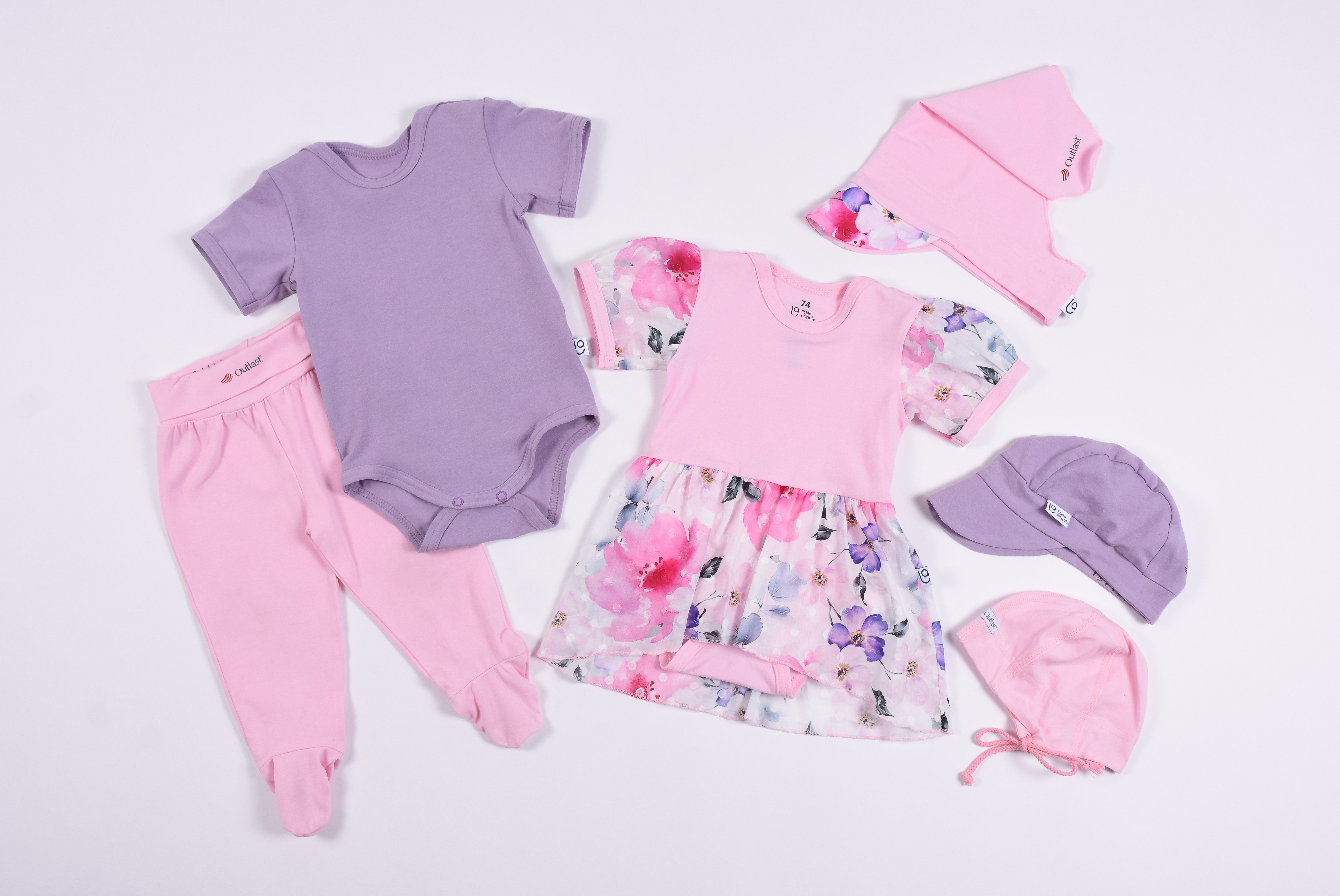 Šátek tenký kšilt Outlast® - růžová baby/kytky 4 | 45-48 cm