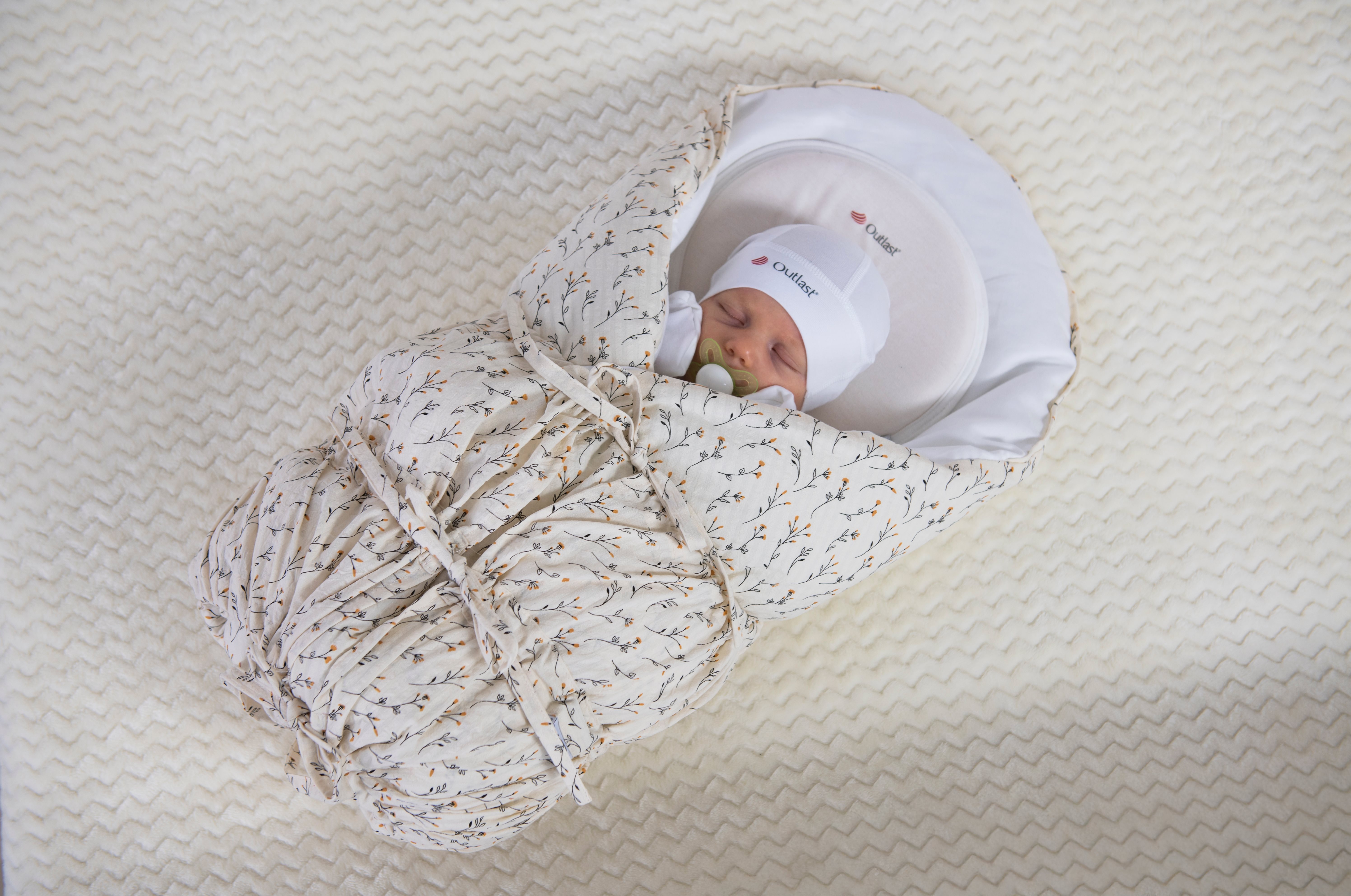 Zavinovačka šněrovací pevná záda ANGEL - Outlast® - krémová černožluté větvičky