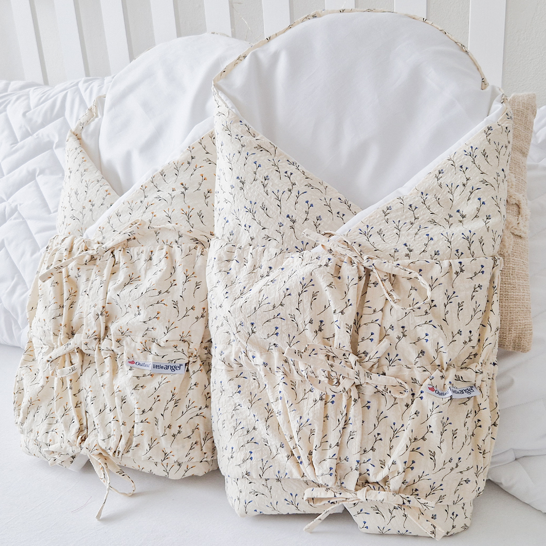 Zavinovačka šněrovací pevná záda ANGEL - Outlast® - krémová černomodré větvičky