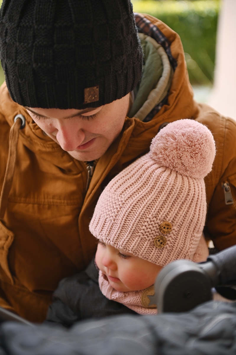 Čepice pletená bambule knoflíky Outlast ® - sv.šedá 3 | 42-44 cm