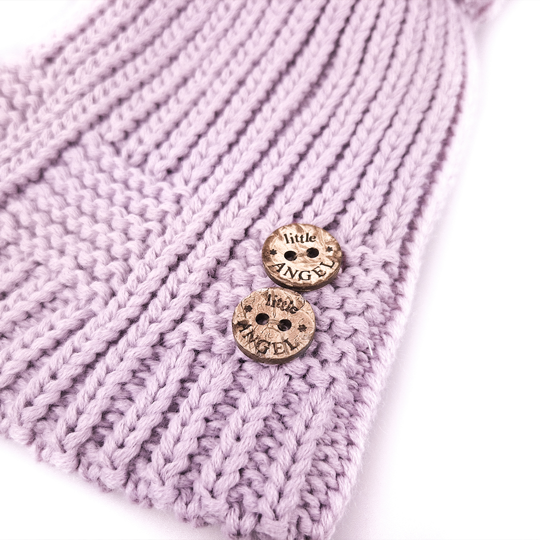 Čepice pletená bambule knoflíky Outlast ® - sv.fialová 4 | 45-48 cm