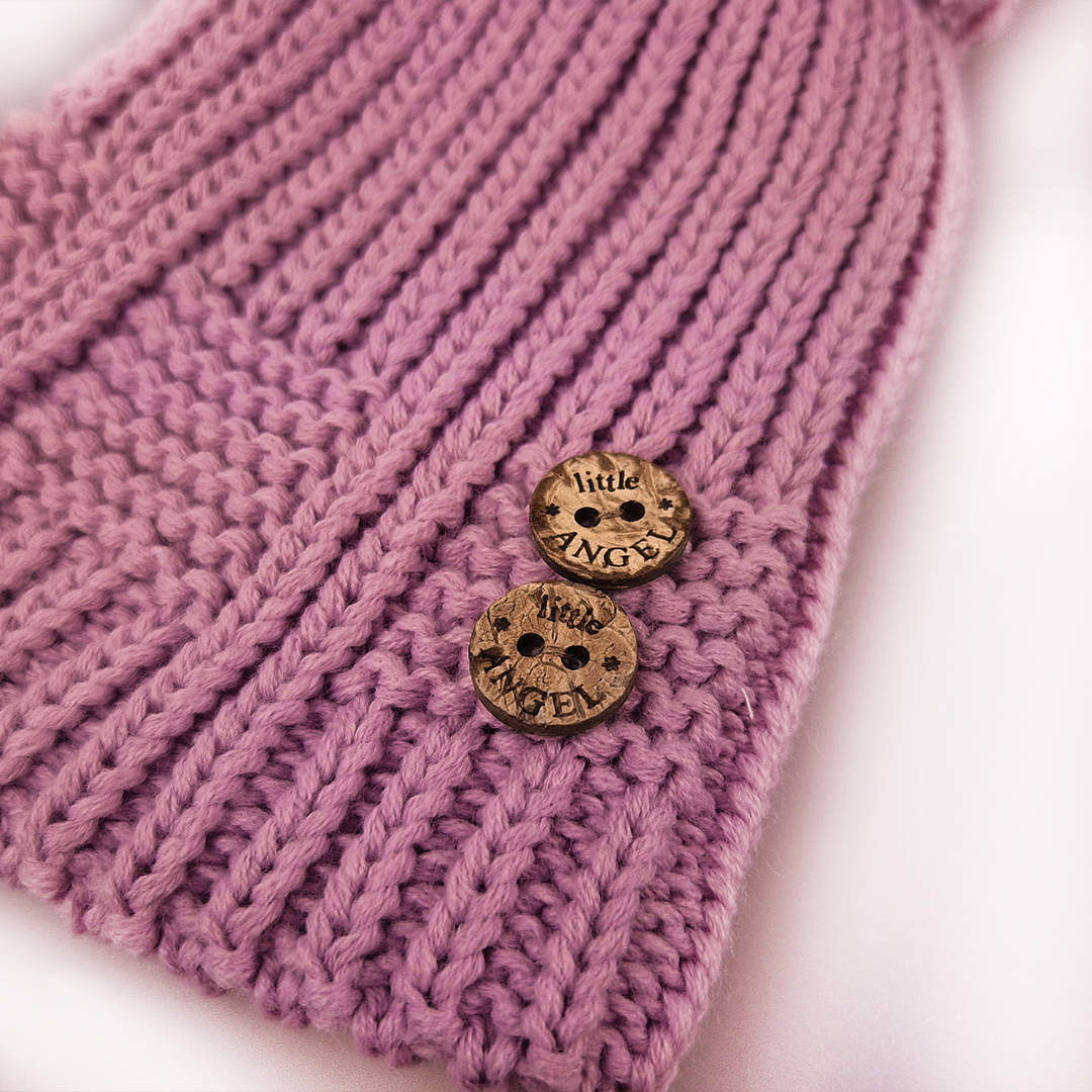 Čepice pletená bambule knoflíky Outlast ® - starorůžová 4 | 45-48 cm