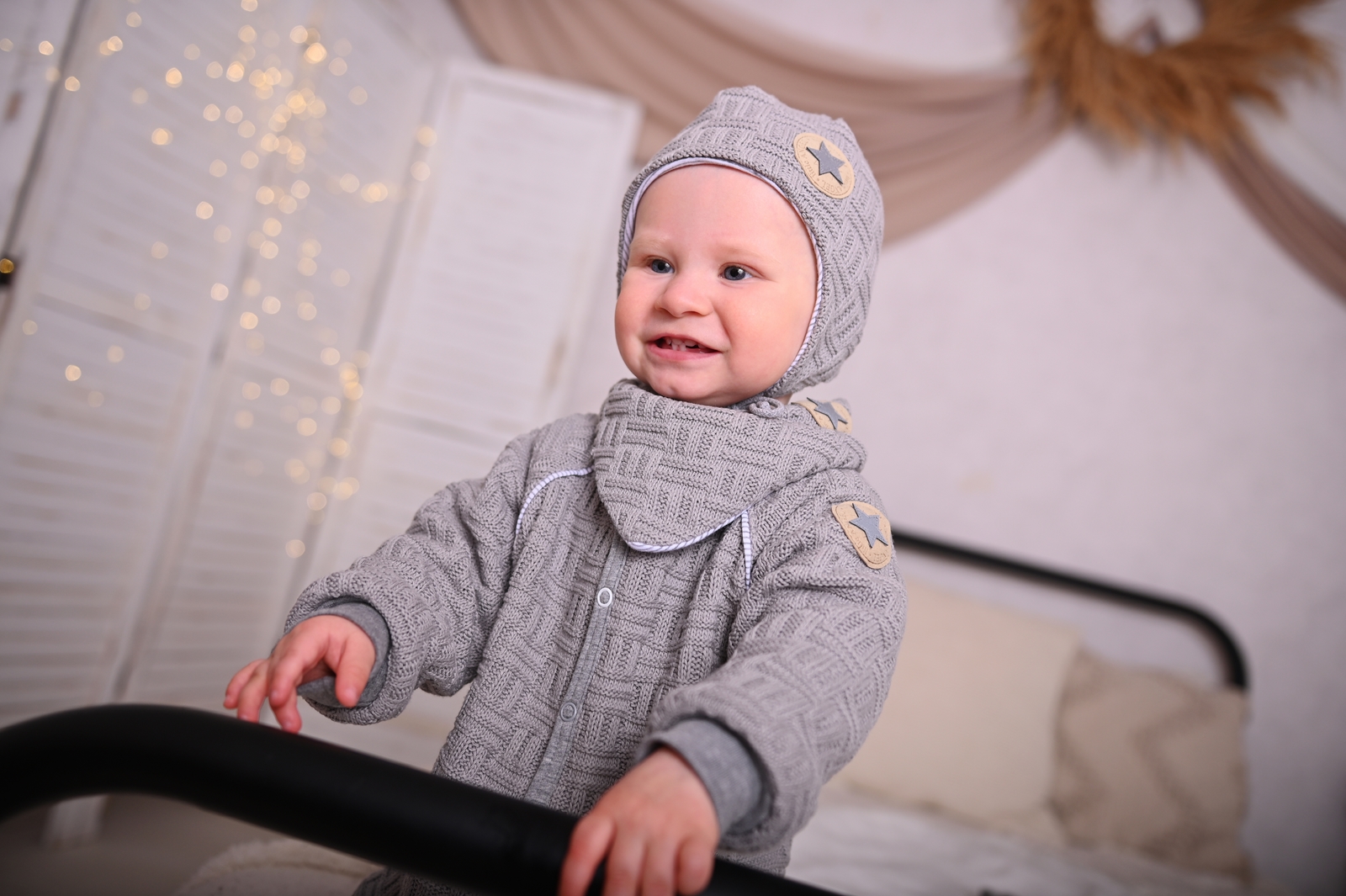 Kabátek podšitý Outlast® - šedá/pruh bílošedý melír 62-68