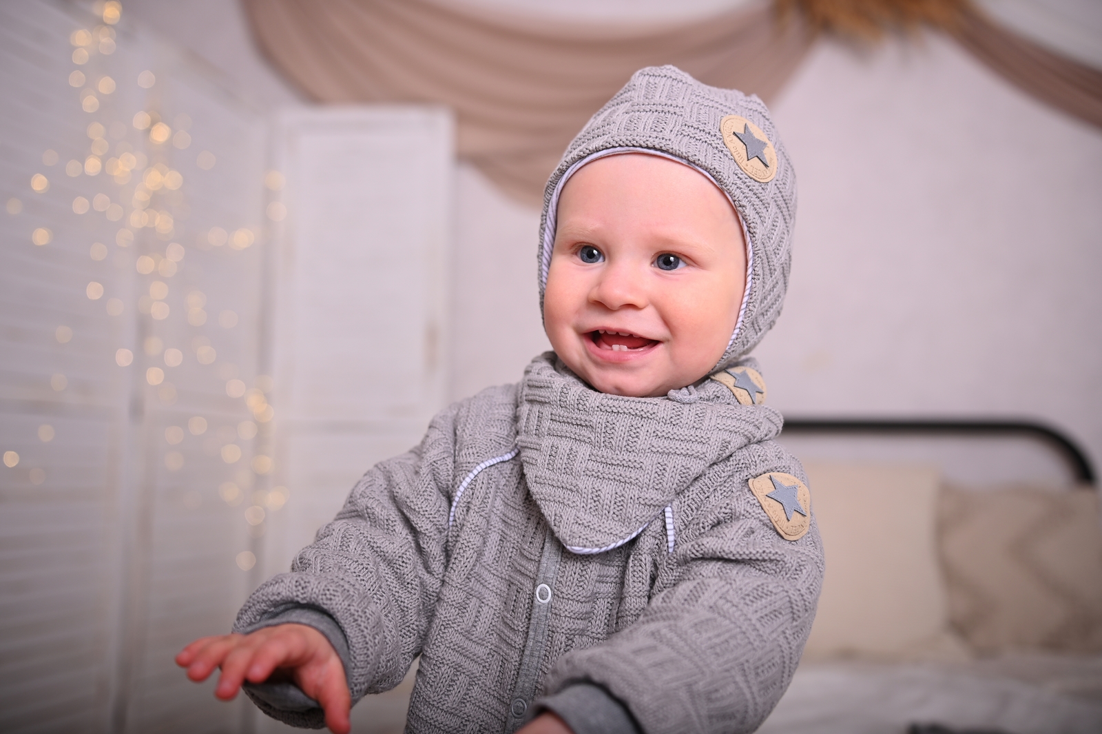 Kabátek podšitý Outlast® - šedá/pruh bílošedý melír 62-68