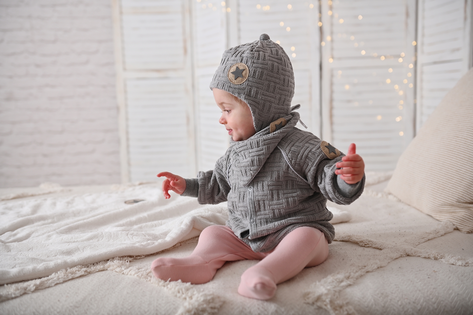 Kabátek podšitý Outlast® - šedá/pruh bílošedý melír 62-68