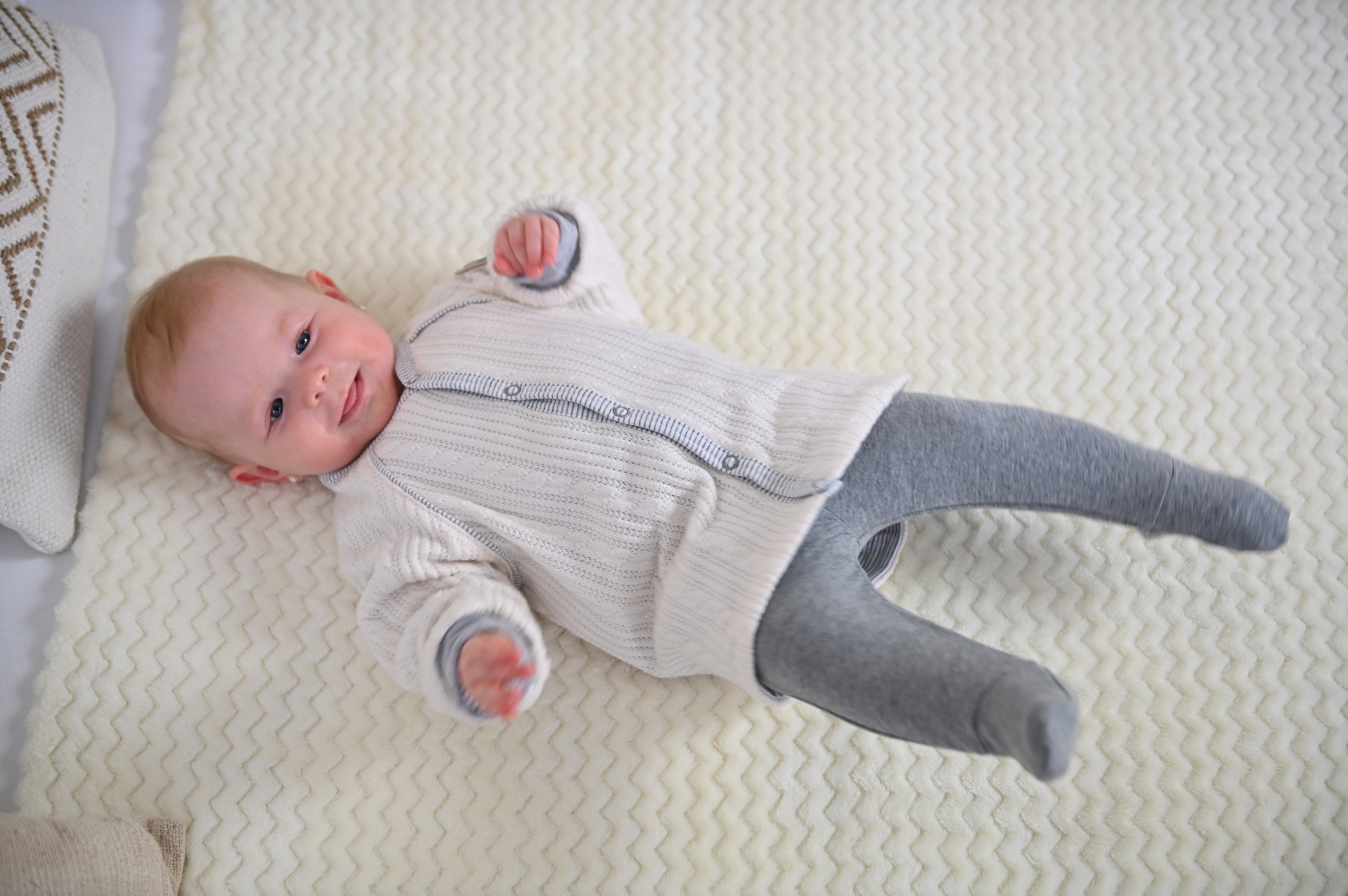 Kabátek podšitý Outlast® - Off White/pruh bílošedý melír 74-80