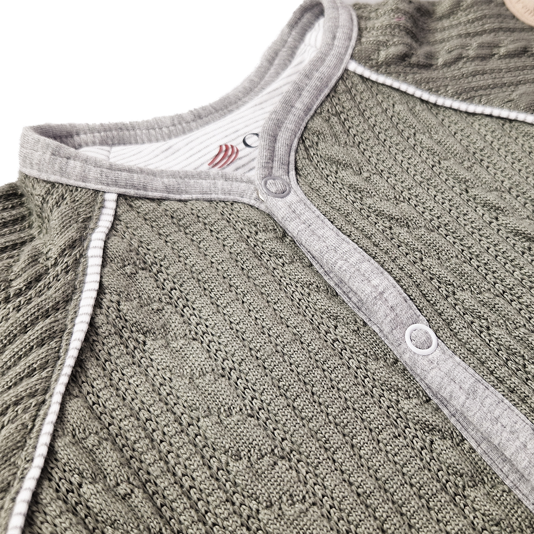 Kabátek podšitý Outlast® - mechová/pruh bílošedý melír 62-68