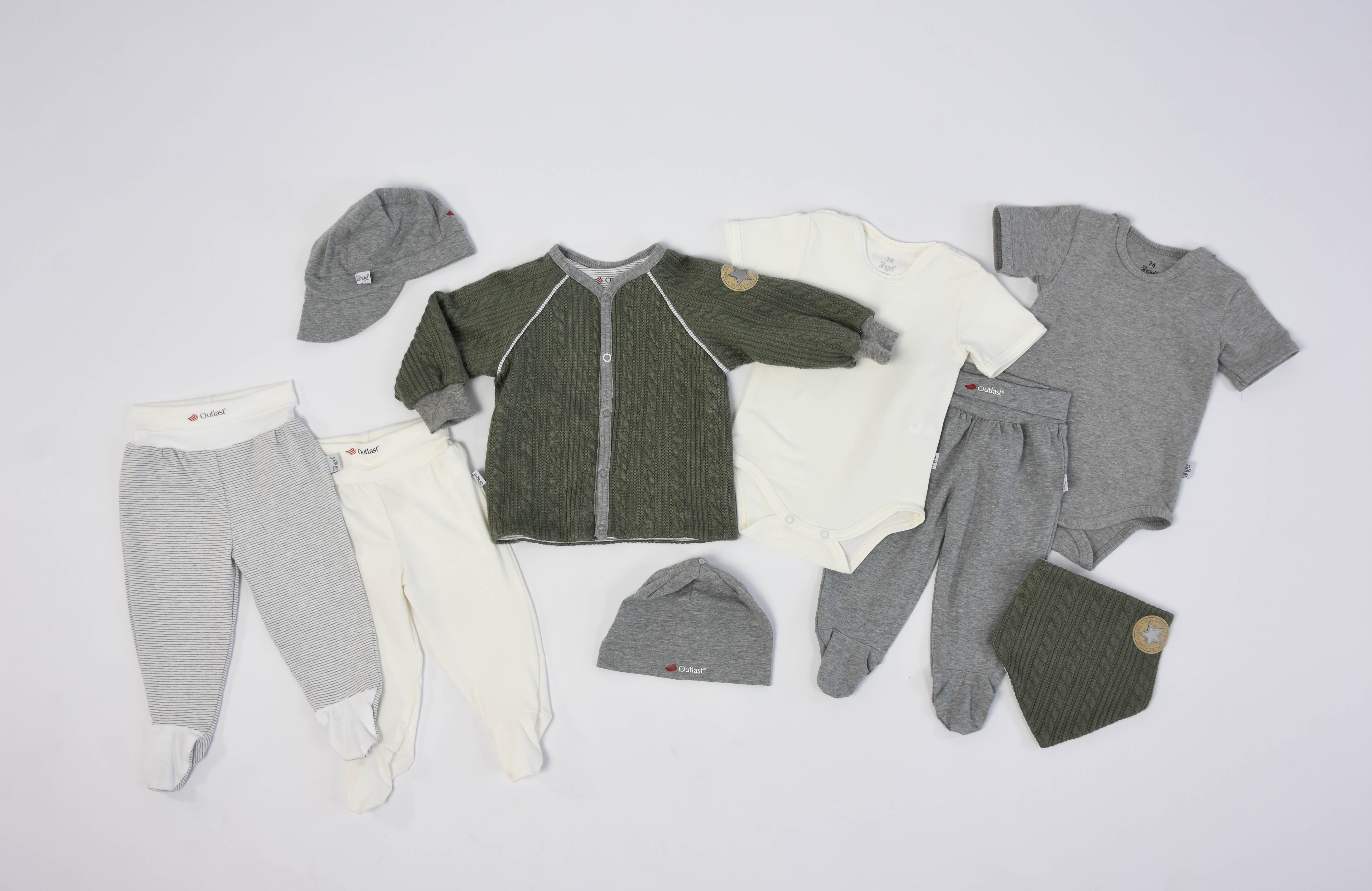 Kabátek podšitý Outlast® - mechová/pruh bílošedý melír 62-68