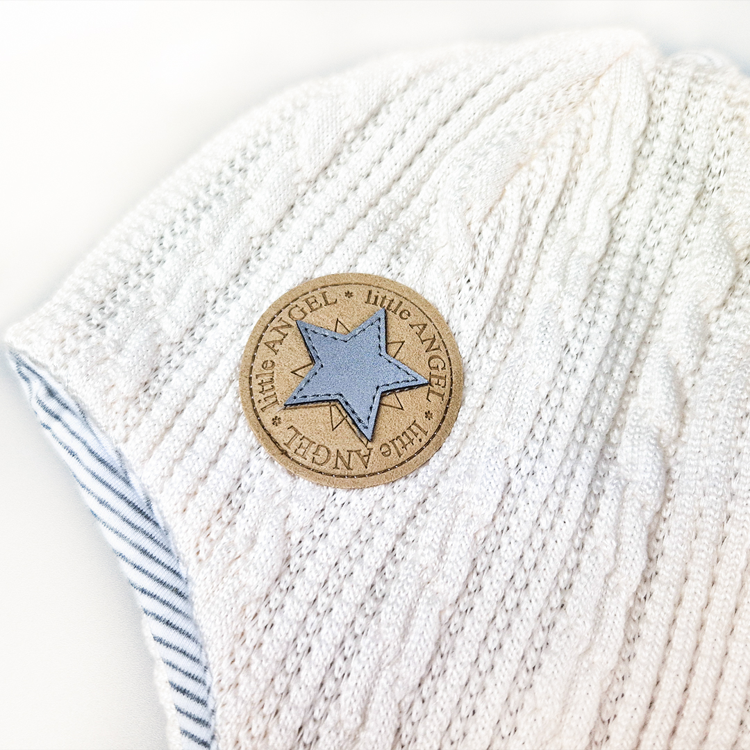 Čepice podšitá zavazovací Outlast® - Off White/pruh bílošedý melír 1 | 36-38 cm